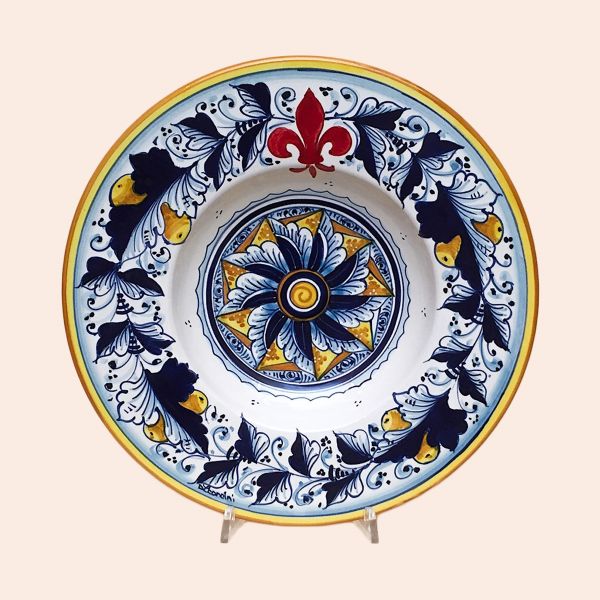 SET OF SOUP-PASTA PLATES OF CM.27 DIAMETER, CAFAGGIOLO - BLUE; GEOMETRIC